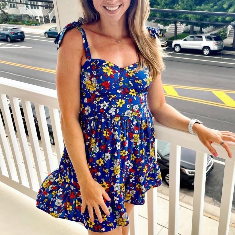 Floral Blue Mini Dress - Picture 7 of 7